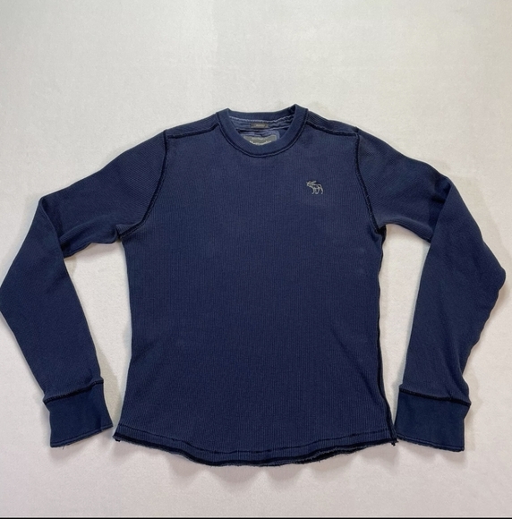 Vintage Abercrombie & Fitch Shirt Large Blue Muscle Thermal Waffle Y2k - Picture 1 of 1